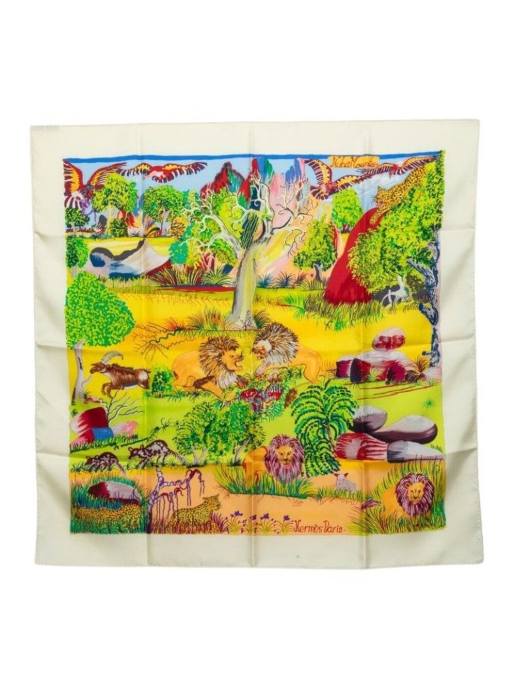 Hermes Carre 90 Nuba Mountain Scarf Multicolor Silk